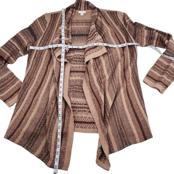 J.Jill brown and tan boho neutral open cardigan size large - Picture 3 of 5